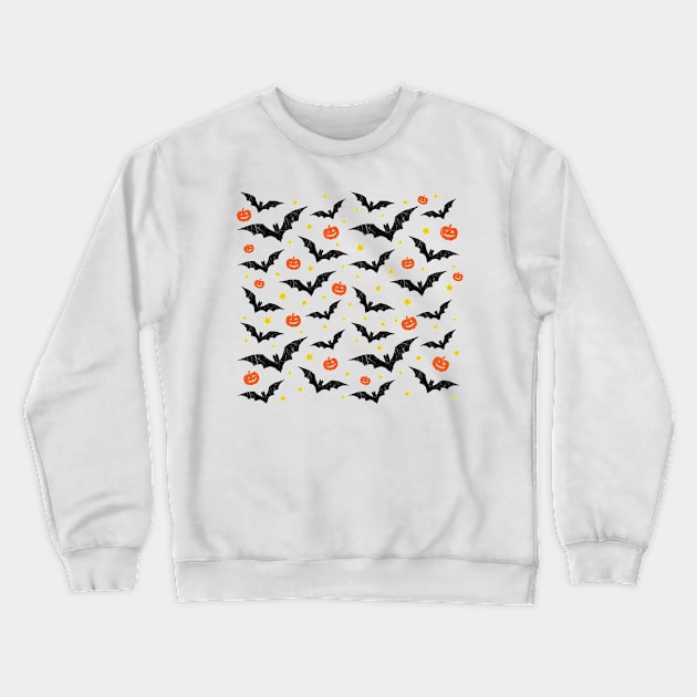 Halloween Bats And Pumpkins Crewneck Sweatshirt by LunaMay